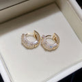 Crystal Edged Small Hoop Earrings with White Center Stones view 6