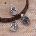 Dimensional Crown Large-Hole Metal Bead in Two Antique Finishes view 4