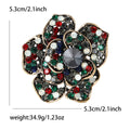 Layered Flower Brooch With Multicolor Round Crystals and Gray Center view 5