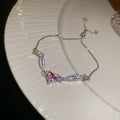 Heart Crystal Slider Bracelet Leaf Accents 5 Styles view 10