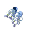Purple Blue Disc Beaded Tassel Earrings Statement Jewelry view 5