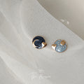 Asymmetric Sun Moon Enamel Round Stud Earrings Pair view 4