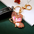 Jeweled Enamel Butterfly Keychains in Pink and Blue view 1
