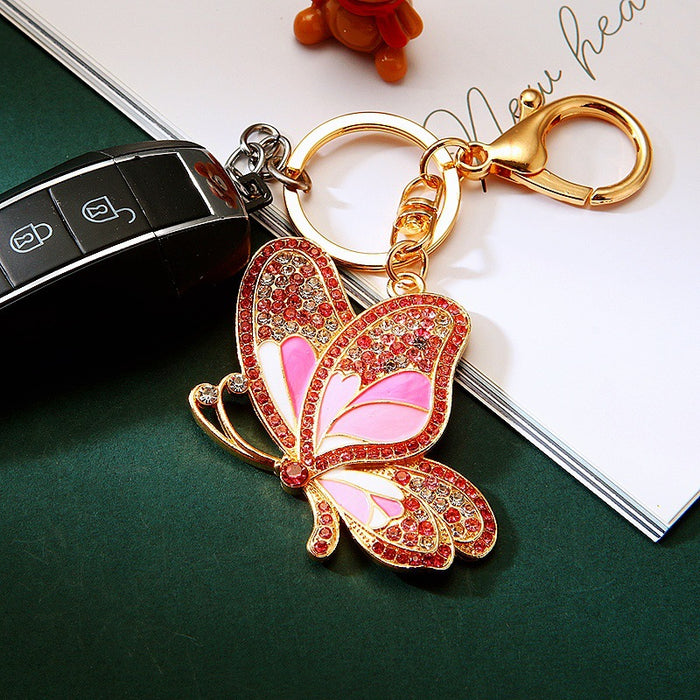 Jeweled Enamel Butterfly Keychains in Pink and Blue