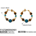 Tiger Eye and Color Stone Hoop Earrings in Four Variants view 6