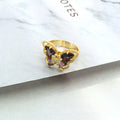 Gold Tone Crystal Butterfly Adjustable Open Rings in Twelve Colors view 11