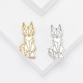 Geometric Fox Metal Brooch in Detailed Metal and Crystal Design view 1