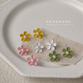 Enamel Daisy Flower Stud Earrings Pearl Center Four Colors view 1