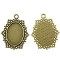 Lace Edge Oval Cabochon Pendant Tray in Two Finishes view 2