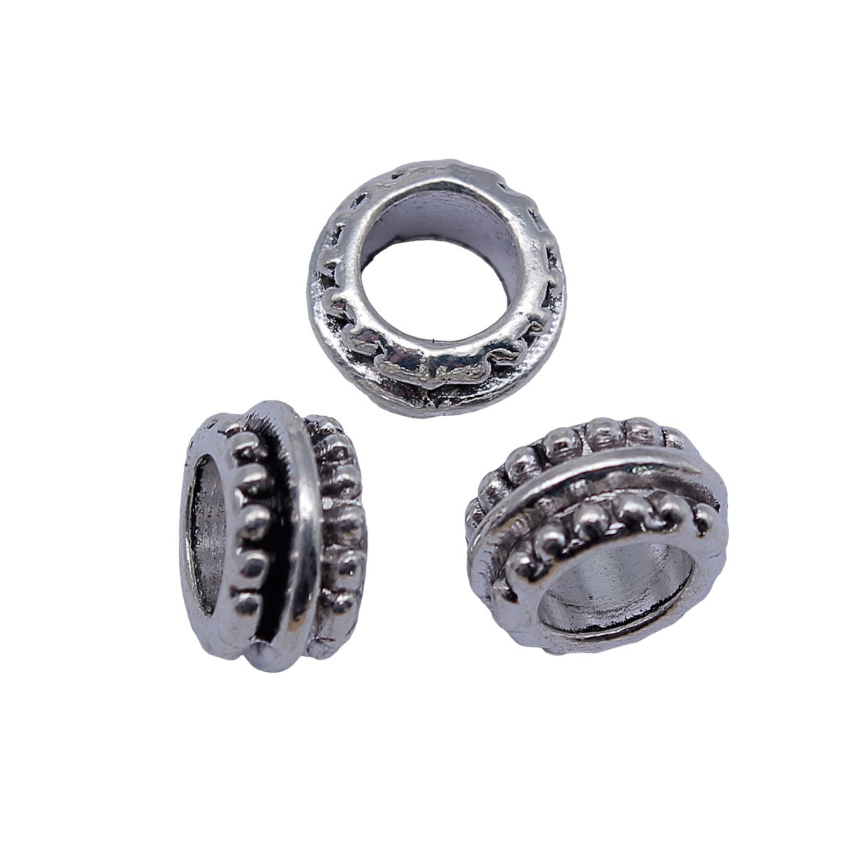11x11x6.2mm 1.55g Antique Silver Zinc Alloy Large Hole Spacer Beads for DIY Bracelet Necklace Jewelry