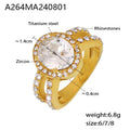 Gold Halo Oval Zircon Rings Clear Red Black Multi Sizes view 9