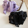 Satin Oversize Bow Hair Claw Clips Rhinestone Accents Two Colors view 4