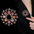 Floral Wreath Wreath Crystal Metal Brooch Pin for Jackets and Lapels view 4