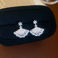 Crystal Fan Drop Earrings With Polished Metal Tone Details view 6