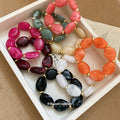 Irregular Acrylic Oval Bead Stretch Bracelets 8 Colors view 2