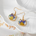 Cat Head Resin Dried Flower Dangle Earrings Gold Hooks 4 Styles view 9