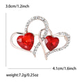 Interlocking Double Heart Brooch With Red and Clear Crystals view 6