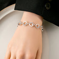 Hollow Heart Link Rhinestone Bracelets Four Metal Tones view 2