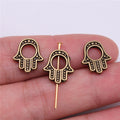 Hamsa Hand Openwork Beads in Three Antique Metal Finishes view 6