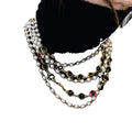 Four Layer Pearl and Multicolor Crystal Beaded Necklace view 5