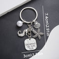 Antique Silver Seahorse Starfish Shell and Faux Pearl Keychain view 1