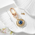 Rhinestone Blue Evil Eye Snap-Hook Keychains in Seven Shapes and Finishes view 3