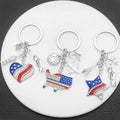 Rhinestone American Flag Star and Heart Keychains, 2 Styles view 3