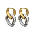 Two Tone Interlocking Oval Huggie Hoop Polished Metal Polished Metal Earrings view 5