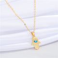 Gold Tone Hamsa and Eyelash Eye Pendant Necklaces in Three Designs view 5