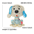 Crystal Sitting Dog Brooch in Pink or Blue With Black Nose view 4