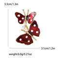 Two Butterfly Enamel Brooch With Pearl Link in Blue or Red view 4