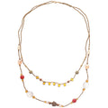 Layered Amber Red Bead Long Necklace 2 Gold Styles view 5