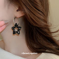 Black Crystal Open Star Hoop Earrings Jewelry Accessories view 3