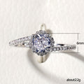 Silver Tone Round Clear Stone Floral Prong Ring Statement Jewelry view 5