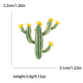 Green Enamel Cactus Brooch with Yellow Flower Tips view 5