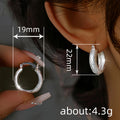 Silver Floral Engraved Thick Huggie Hoop Earrings Pair view 4