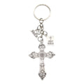 Silver Ornate Crucifix Dove and Bible Keychain and Attached Hardware view 5