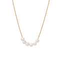 Five Faux Pearl Bar Necklace Gold Steel Thin Chain Collar Style view 5