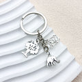 Metal Elephant Lotus Tree Charm Keychain In Silver Or Gold Tone view 3
