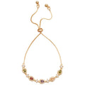 Multicolor Teardrop Crystal Gold Tone Adjustable Bracelet view 5