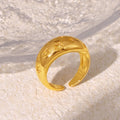 Wide Open Dome Ring Embossed Stars Copper Gold Steel Band view 2
