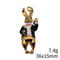 Gold Tone Enamel Gentleman Rabbit Jewelry Charm Pendant view 3