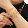 Gold Zircon Flower Teardrop Mariner Charm Necklace Bracelet view 4