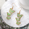 Green Resin Dried Flower Drop Earrings Gold Tone 8 Styles view 3
