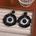 Eleven Color Woven Sunburst Round Statement Earrings view 7