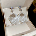 White Shell Disc Layered Drop Stud Earrings Fashion Jewelry view 6