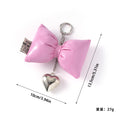 Puffy Patent Bow Keychain with Dangling Heart Charm view 4