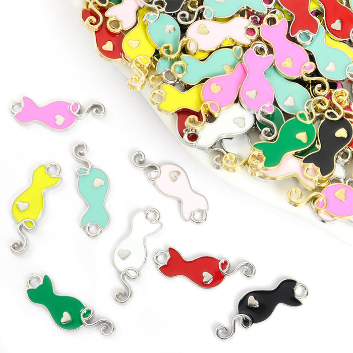 Colorful Enamel Cat Silhouette Charms in Eight Colors
