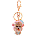 Clear Rhinestone Monkey Keychain With Lobster Clasp And Split Ring view 5