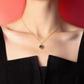 Round Agate And Cat Eye Pendant Necklaces Gold Steel view 9